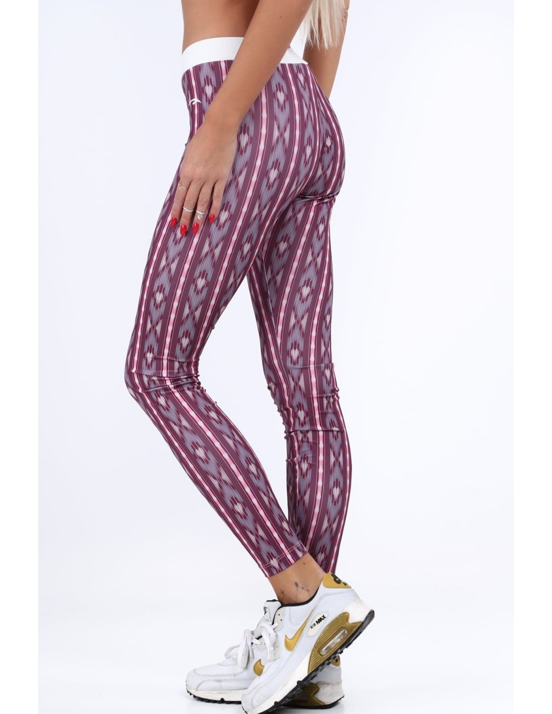 Pink sports leggings with patterns MR11514 - Online store - Boutique